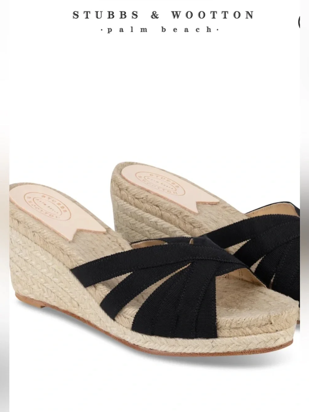 Stubbs & Wootton Black Espadrille Slide Sandals Kelly Size 36